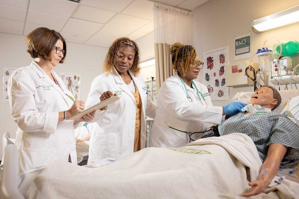 Felician nurses in sim lab